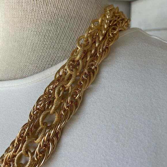Gold Tone Multi-Loop Chain Necklace - Picture 6 of 7